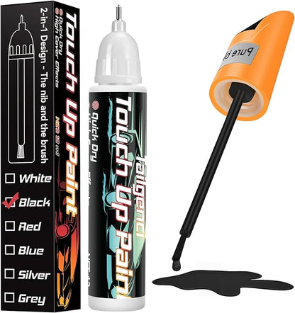 Black Touch Up Paint for Cars, 2-in-1 Car Scratch Repair Pen, 0.68 fl oz | Color-accurate for most black finishes, precise 2-in-1 control, quick-dry, resists water and UV, helps prevent rust