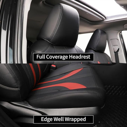 EKR Corolla Seat Covers Custom Fit for Toyota Corolla 2014 2015 2016 2017 2018 2019 S/SE Sedan,Full Set Leather Car Seat Cover for Cars-Faux Leather(Black +Burgundy)