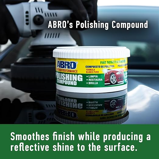 ABRO Polishing Compound 10 oz — Car Polish & Scratch Remover for Vehicles, Swirl Marks, Oxidized Paint, Scuffs, Buffing, Gloss Restoration & Auto Detailing