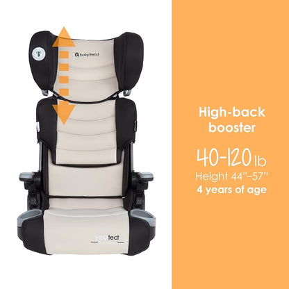Baby Trend Protect 2-in-1 Folding Booster Seat, Dash Tan – Fold-Flat Travel-Ready Design, Lightweight Build, Belt-Positioning Comfort
