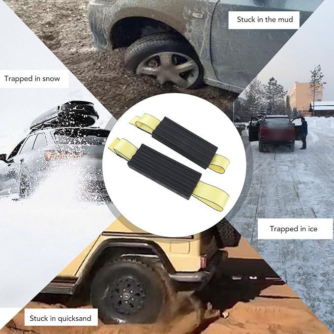 2 Pcs Tire Traction Straps with Work Gloves, Emergency Anti Slip Traction Straps for Trucks and Large SUVs, Non Slip Design for Snow Mud Ice Recovery