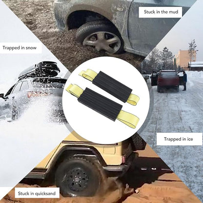 2 Pcs Tire Traction Straps with Work Gloves, Emergency Anti Slip Traction Straps for Trucks and Large SUVs, Non Slip Design for Snow Mud Ice Recovery