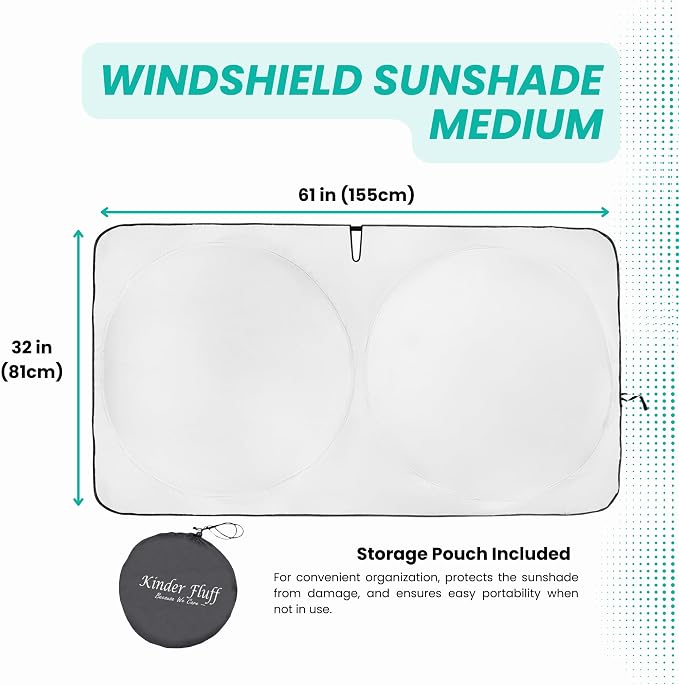 Windshield Sun Shade | Compatible for BMW X1 (2016-2022) | Certified 99.87% UVB & 99.02% UVA Car Sun Shade. Award Winning Sunshade - Patented Technology | Car Shades by Kinder Fluff