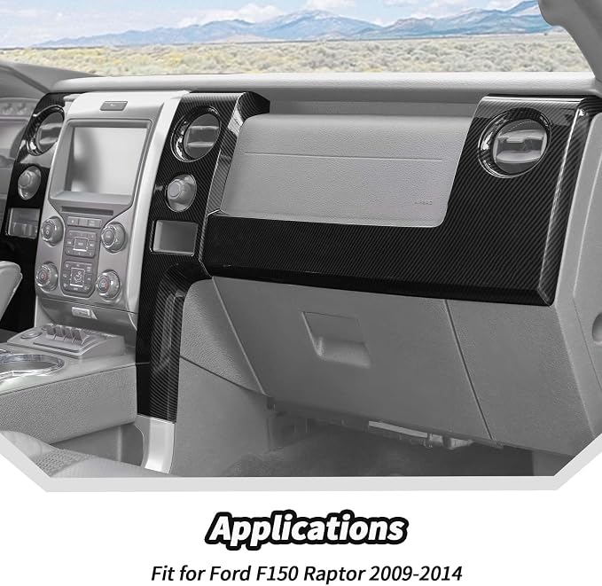 JeCar Carbon Fiber Interior Center Console Dashboard Panel Cover Trim Kit Fit for Ford F150 Raptor 2009-2014