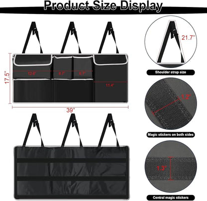 UYYE Trunk Hanging Organizer, Backseat Bag, Car Interior Accessories with 4 Pockets & 2 Mesh Pouches for Groceries, Will Provide More Storage Trunk Space for SUV, Jeep, MPVs
