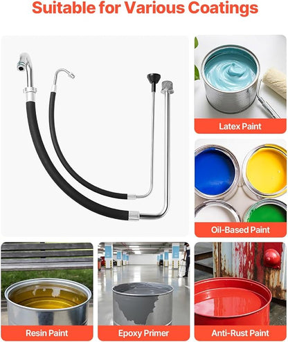 VEVOR Suction Hose Tube and Reflux Line Sets, Aluminum Alloy an Rubber Suction Hose and Reflux Line Set, Paint Sprayers Tool Part, Compatible with Multiple Airless Spraying/Line Painting Machine