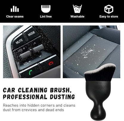 Ziciner 2 PCS Car Detailing Brush, Curved Soft Bristles Auto Removal Dust Collectors, Universal Vehicle Dashboard, Air Conditioner Vents etc Interior Cleaning Tool Accessories (Black/White)
