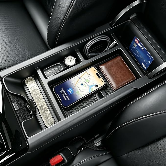 Autorder Center Console Organizer for 2025-2026 Toyota Camry Accessories Armrest Storage Box Secondary Insert Tray with Anti-Slip Mat