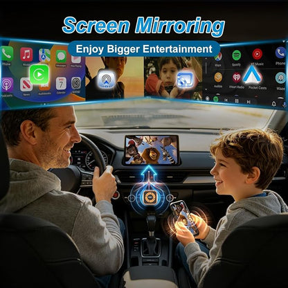 Wireless CarPlay Adapter 4 in 1-2026 Upgraded Screen Mirroring Adapter for Apple CarPlay & Android Auto & AirPlay & MirrorLink, Screen Mirror Dongle for Car, Plug & Play, Come with Type-C Extension