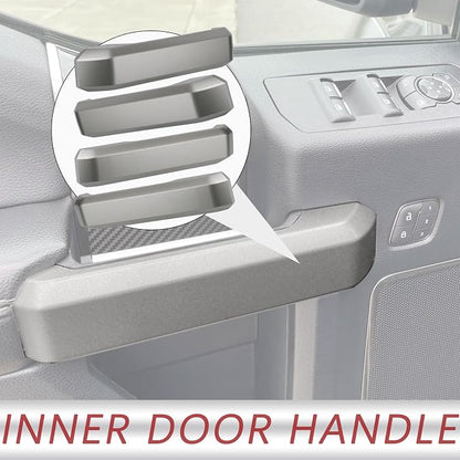 TQPONLY 1 Set Interior Inner Door Handle Cover Trim | Fits 2015-2020 Ford F150 SuperCrew Truck Accessories Replacement | Front and Rear Door Armrest Pull Handle (Light Gray)