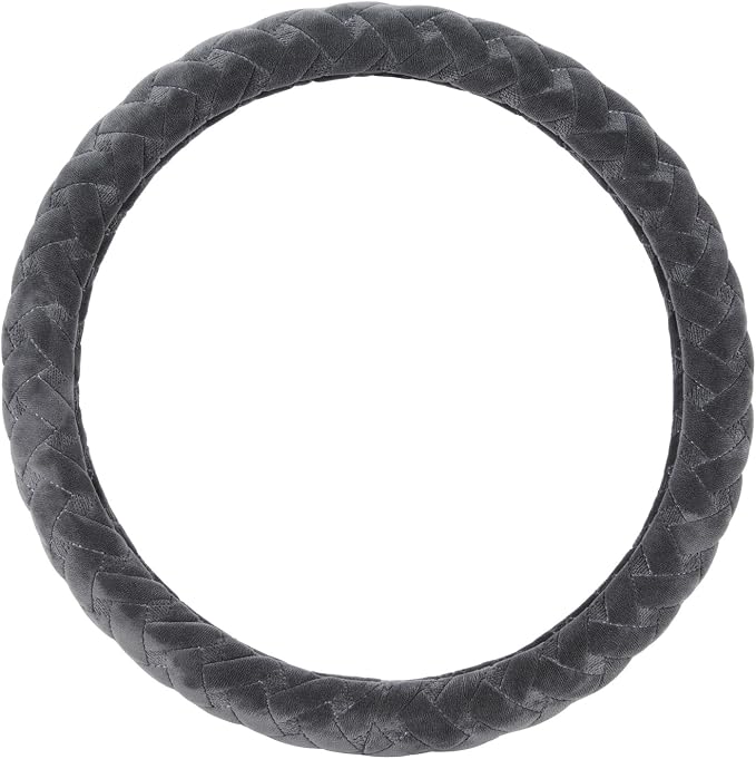 Flying Banner car Steering Wheel Cover Massage Velvet Warm Universal Size 15 inches SUV Truck Anti Slip Odorless Summer Winter (Gray, Velvet Massage)
