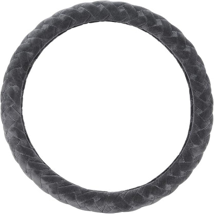 Flying Banner car Steering Wheel Cover Massage Velvet Warm Universal Size 15 inches SUV Truck Anti Slip Odorless Summer Winter (Gray, Velvet Massage)