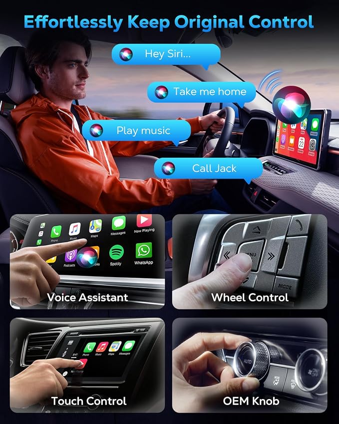 MoKo Wireless CarPlay Adapter for iPhone 2025, Converts Wired Car Play to Wireless Dongle, Plug and Play Fast Response Bluetooth CarPlay Adaptor for iPhone iOS 10+ & Cars with Built-in Car Play, White