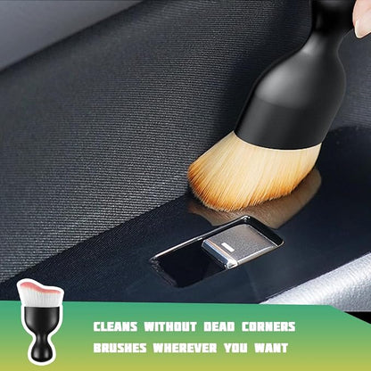 Car Interior Detailing Brush, Curved Soft Bristles Vehicle Removal Dust Collectors, Scratch-Free Automotive Cleaning Tool Accessories, Universal for Truck SUV Sedan (White/Pink)