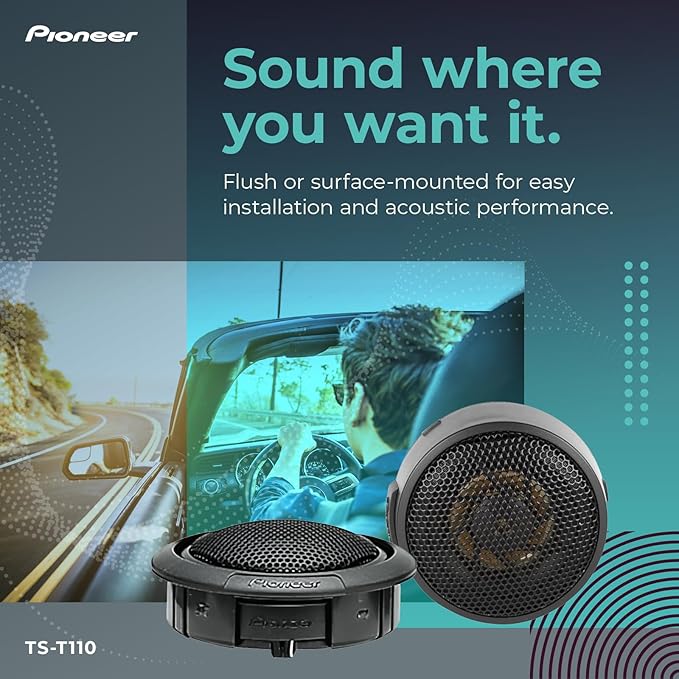 Pioneer TS-T110 7/8” Tweeters (Pair) – 120W Max, Crisp High-Frequency Detail, Easy Add-On for Clarity