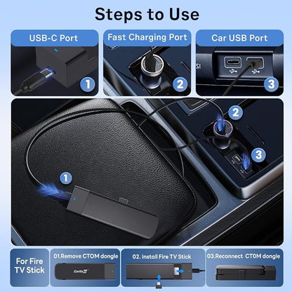 Carlinkit FireDrive Link Pro HDMI Car TV Converter for Fire TV Stick Streaming, Wireless Apple CarPlay & Android Auto Adapter, Compatible with Wired CarPlay Cars, 3 in 1 Dongle, Plug & Play