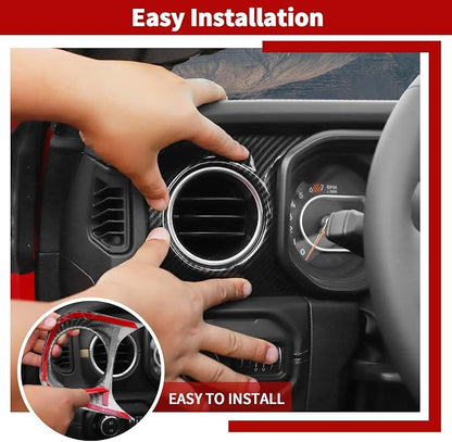 Center Console Dashboard Decorative Panel Trim Cover Kit Compatible with 2024-2026+ Jeep Wrangler JL JLU & Jeep Gladiator JT(Carbon Fiber)