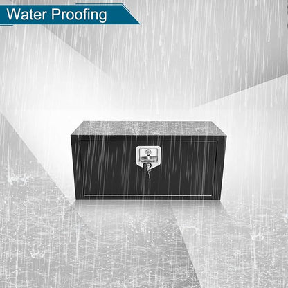 30"X12"X14" Underbody Truck Box Black Heavy Duty Steel Trailer Box Pick Up Truck Tool Box Storage Organizer w/Lock & eys