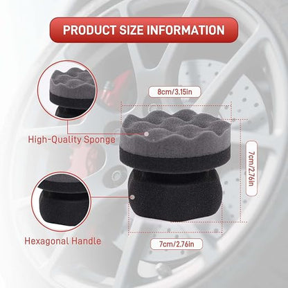3PCS Tire Shine Applicator Pads, High-Density Wave-Grip Pad for Leather & Tire Care, Auto Detailing Tool, Durable and Reusae Applicator Pad for Auto Polishing, Cleaning, and Waxing