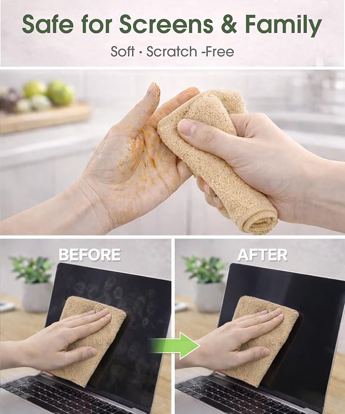 Microfiber Cleaning Cloth Roll - 100 Pack Tear Away Microfiber Paper Towels, Reusable, Washable, Scratch-Free, Kitchen Towels for Car, Home, Kitchen, Glass, Dishes (Wheat Beige)