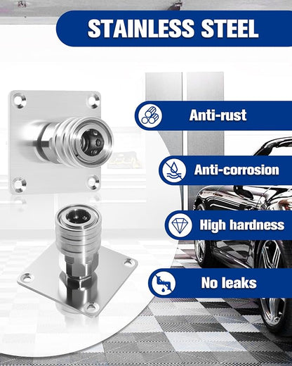 Foam Cannon Holder 2 Pack, Stainless Steel Foam Cannon Wall Mount with 1/4" Quick Connect, Pressure Washer Tip Holder for Garage, Heavy-Duty Foam Cannon Mount with Screws & 3M Adhesive Pads