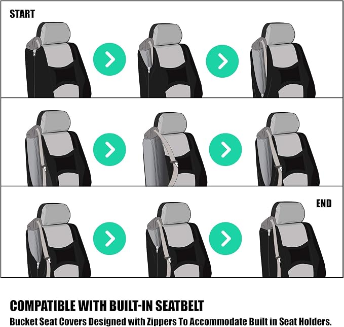 FH Group All Purpose Flat Cloth Car Seat Covers for Bucket Seats, 2 Piece Universal Fit, Washable Seat Covers for SUV, Sedan, Van - Front Set Beige