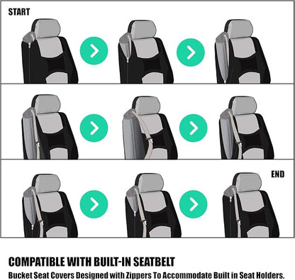 FH Group All Purpose Flat Cloth Car Seat Covers for Bucket Seats, 2 Piece Universal Fit, Washable Seat Covers for SUV, Sedan, Van - Front Set Beige