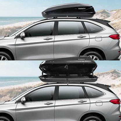 Hard Shell Rooftop Cargo Carrier with Roof Box, Heavy Duty Weatherproof 13 Cubic Feet Rooftop Cargo Carrier for Car Storage, Black