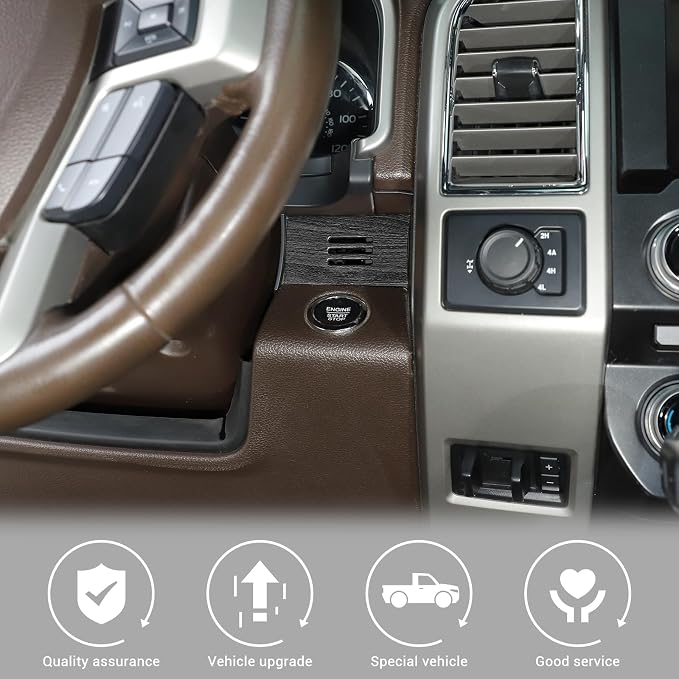 Jimen Compatible with Ford F150 2015-2020, 4PCS Center Console Panel Dash Cover Interior Trim Accessories (Black Wood Grain)
