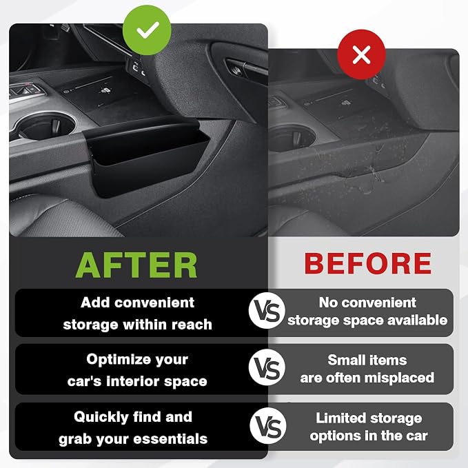 Muslogy for 2017-2024 2025 2026 Ridgeline Center Console Shifter Storage Box ABS Material Console Side Organizer with Stronger Tape Compatible with Honda Ridgeline 2017-2026 (Only Passenger Side)