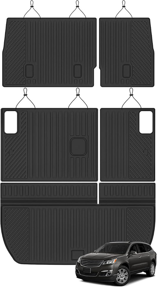 Cargo Mat for 2009-2017 Chevy Traverse/2008-2017 Buick Enclave 8 Seats, Trunk Mat and 2nd&3rd Backrest Mat All Weather TPE Protector for Chevy Traverse Accessories