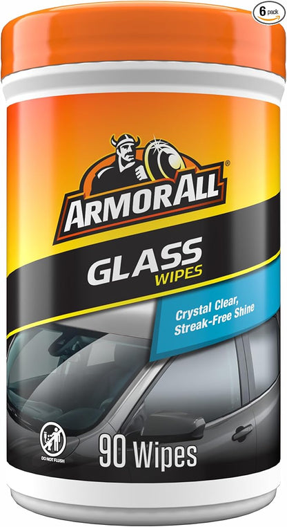 Armor All Car Glass Wipes by Armor All, Auto Glass Cleaner for Film and Grime, 90 Count (Pack of 6)