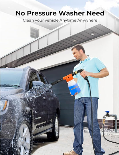 ARTIPOLY Car Wash Foam Gun + Microfiber Wash Mitt - Car Foam Sprayer - Foam Cannon for Hose - Spray Gun Cleaner - Snow Blaster for Cars, Boats, RVs, Foam Cannon Connects to Any Garden Hose