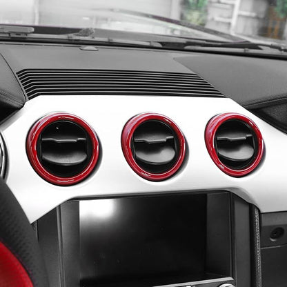 RT-TCZ Center Console Air Conditioner Outlet Vent Trim Cover Ring Interior Accessories for Ford Mustang 2015-2022,3PCS (Red)