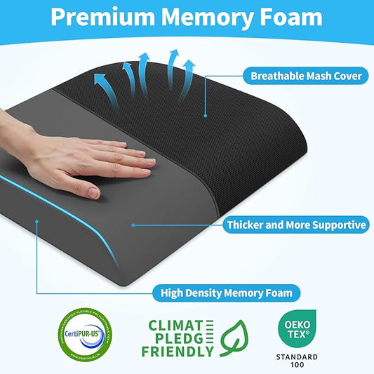 TranquilRelax 2XL Seat Cushion, Memory Foam Cushion for Long Sitting Hours on Office Chair, Car Seat, Non-Slip Chair Pad for Sciatica, Coccyx, Tailbone Pain Relief & Post-Surgery Recovery (Black)