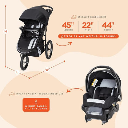 Baby Trend Cityscape Jogger Travel System with Ally 35 Infant Car Seat, Sparrow