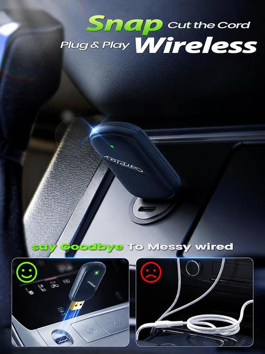 Wireless CarPlay Adapter for iPhone - Wired to Wireless CarPlay Dongle with USB-A/USB-C, Gold-Plated USB, Low Latency, Auto Reconnect, Mini Plug & Play Adapter for OEM Wired Cars 2016+