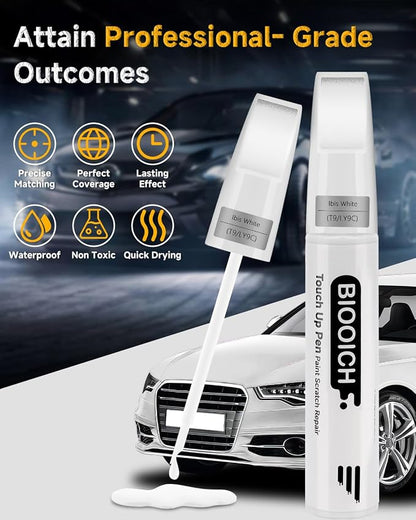 Touch Up Paint Pen Exact Color Match Car Chip and Scratch Repair (for Audi, Ibis White(T9/LY9C))