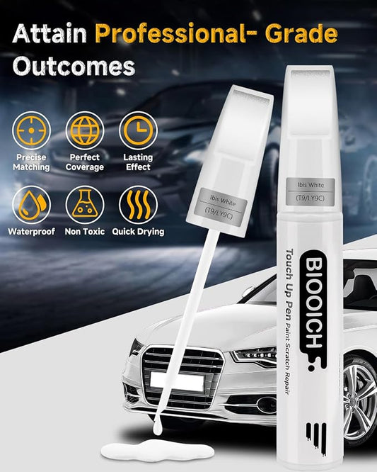 Touch Up Paint Pen Exact Color Match Car Chip and Scratch Repair (for Audi, Ibis White(T9/LY9C))
