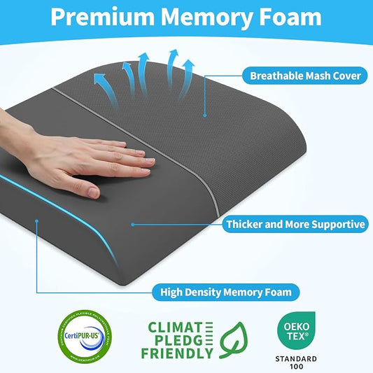 TranquilRelax XLarge Seat Cushion, Soft Foam Cushion for Long Sitting Hours on Office Chair, Home & Car, Non-Slip Chair Pad for Relieving Back & Sciatica & Hip & Coccyx Pain (Grey)