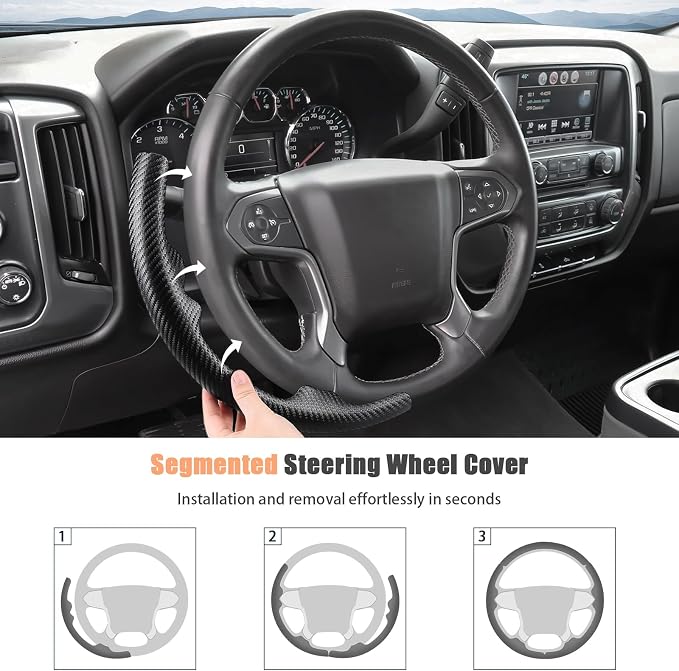 Aimato Customized Steering Wheel Cover for Chevy Silverado 1500 2014-2018/2500 3500 2015-2019/Suburban Tahoe 2015-2020/Traverse 2018-2023,Thin,Anti-Slip,Scratch-Resistant Car Accessory for Chevrolet