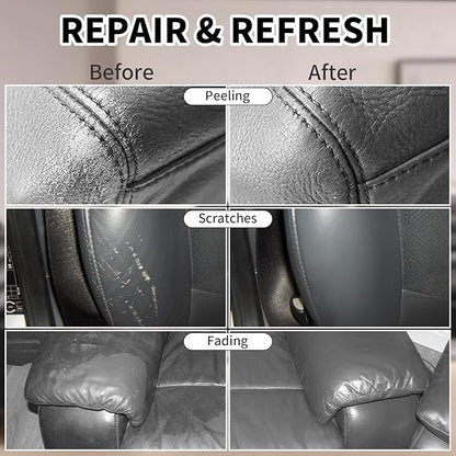 Leather Recoloring Balm,8.5oz Leather Color Restorer,Dark Gray Leather Repair kit for Furniture and Car Interior,Leather Couch Scratch Repair,Leather Dye Paint for Faded,Cracked and Damaged Leather