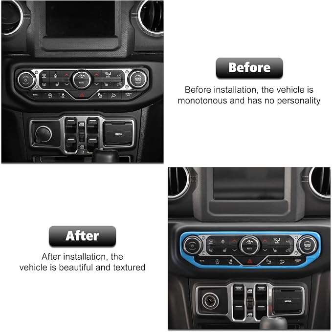 RT-TCZ Air Conditioning Dashboard Center Console Control Trim Panel Cover Interior Accessories Decoration Trim Kit for Jeep Wrangler JL JLU & Gladiator JT 2018-2022,Light Blue