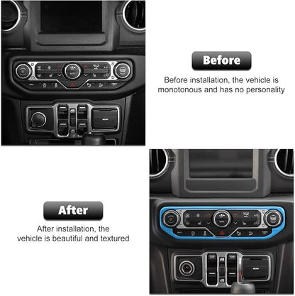 RT-TCZ Air Conditioning Dashboard Center Console Control Trim Panel Cover Interior Accessories Decoration Trim Kit for Jeep Wrangler JL JLU & Gladiator JT 2018-2022,Light Blue