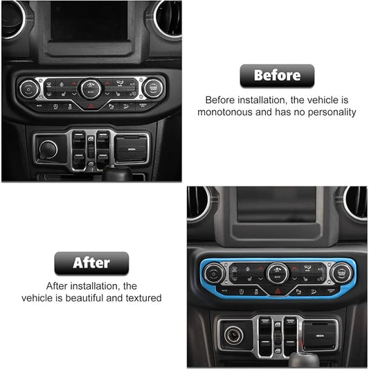 RT-TCZ Air Conditioning Dashboard Center Console Control Trim Panel Cover Interior Accessories Decoration Trim Kit for Jeep Wrangler JL JLU & Gladiator JT 2018-2022,Light Blue