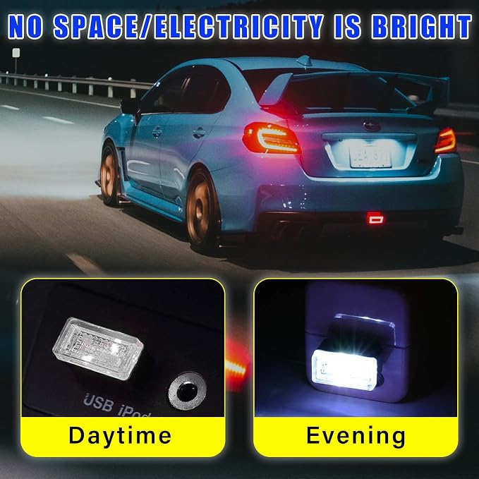Augeny 4 PCS USB LED Car Interior Atmosphere Lamp, Plug-in USB Decor Night Light, Portable Auto Ambient Lighting Kit, Universal Vehicle Interior Accessories for Most Cars (White)