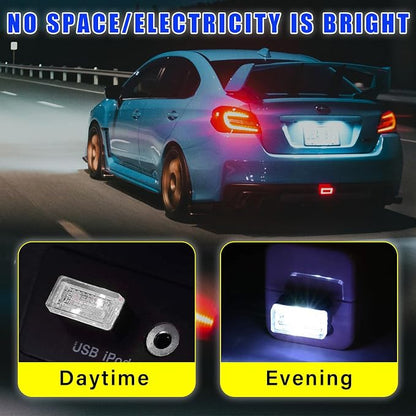 Augeny 4 PCS USB LED Car Interior Atmosphere Lamp, Plug-in USB Decor Night Light, Portable Auto Ambient Lighting Kit, Universal Vehicle Interior Accessories for Most Cars (White)