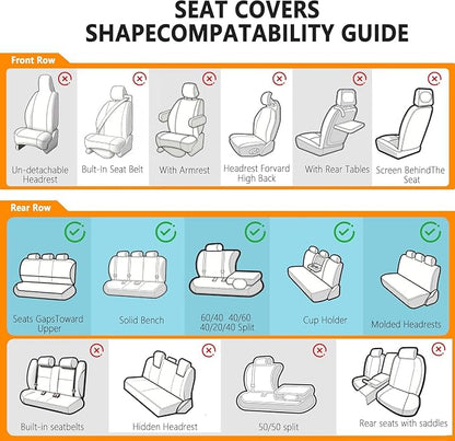 Car Seat Covers , Luxury Breathable Waterproof Faux Leatherette Car Seat Covers Cushion Protectors with Lumbar Support, Car Seat Cushion, Universal Fit Most Cars (Black-Red, Full Set - 5 Seats)