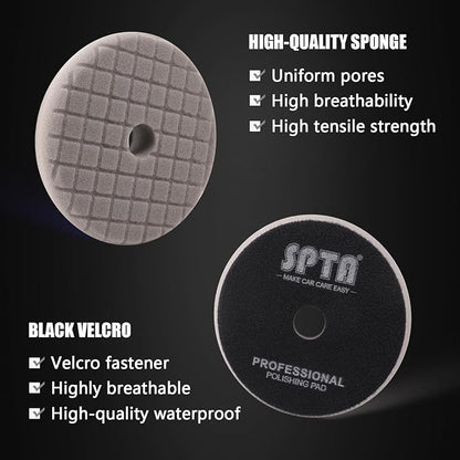 SPTA Gray T40 Ultra-Fine Finishing Foam Polishing Pads, 1Pcs 6 Inch 150mm Backing Plate Compound Buffing Sponge Pads for Car Buffer Polisher Compounding, Polishing and Waxing-SF603