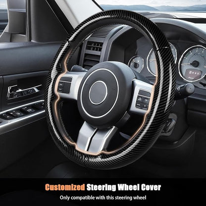 Aimato Customized Steering Wheel Cover for Jeep Wrangler (JK) 2012-2018/Patriot 2011-2017/Grand Cherokee 2011-2013/Compass 2011-2016/Liberty 2011-2012